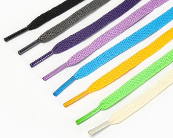 Cadarços, 1 par de cadarços planos de poliéster cor sólida, cadarços de tênis de corrida casuais esportivos em cores doces - 30 cores