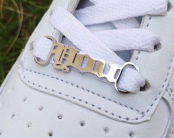 Custom Name Shoelace Buckles,Personalized Font Shoelace Charm,Rose Gold Custom Shoe Tag,Stainless Steel Shoe Accessories Mom Gifts