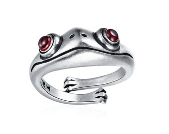 Unique Unisex Frog Open Adjustable Rings Retro Animal Spirit Ring Hippie Ring Frog Ring Silver Adjustable Ring Creative Ring Gift