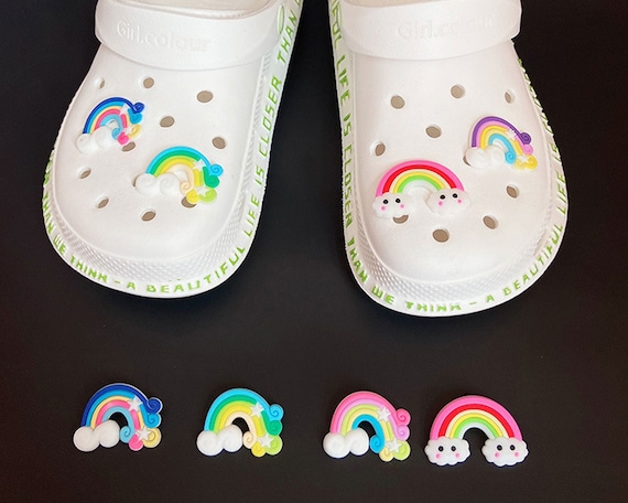 4pcs Crocs Charms,rainbow Shape Removable Shoe Charms,eco-friendly Cute  Soft PVC Shoes Button Accessories Sandals Charms for Crocs 