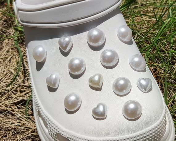 Pearls Croc Shoe Charms Set of 14 Pcs,fashion Heart Pearl Shoe Charms,garden  Shoe Decoration Accessories for Crocs 