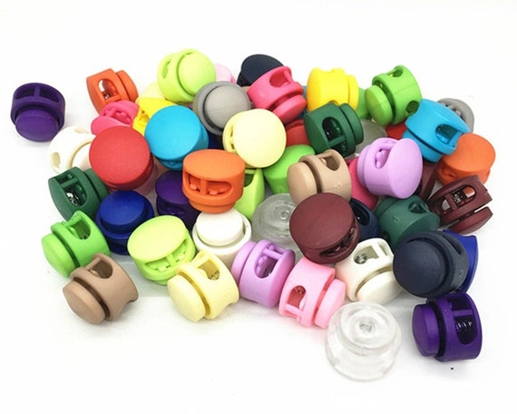 Plastic Toggle Cord Locks,Multicolor 6mm Hole Cord Lock,Double Holes Spring Toggle Button Cord Lock Stopper String Adjuster Fastener