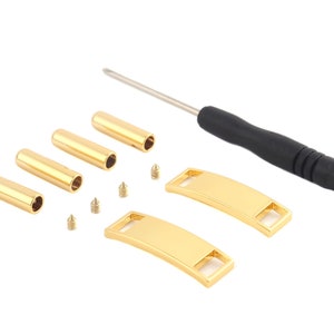 Benutzerdefinierte Spitzenschlösser, AF1 Goldmetallersatz Name Lace Tags Schuhanhänger, personalisierte Schnürsenkel Aglets Spitzen Sets mit Schrauben