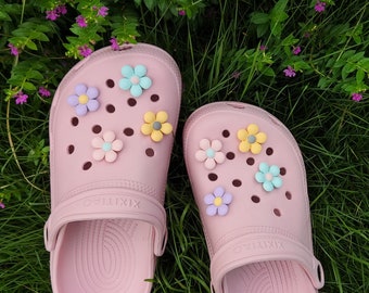 Set Of 8pcs Shoe Charms,Daisy Flowers Cartoon Shoe Charms,Garden Shoe Decoration Accessories,Y2K/90s Shoe Charm For Crocs
