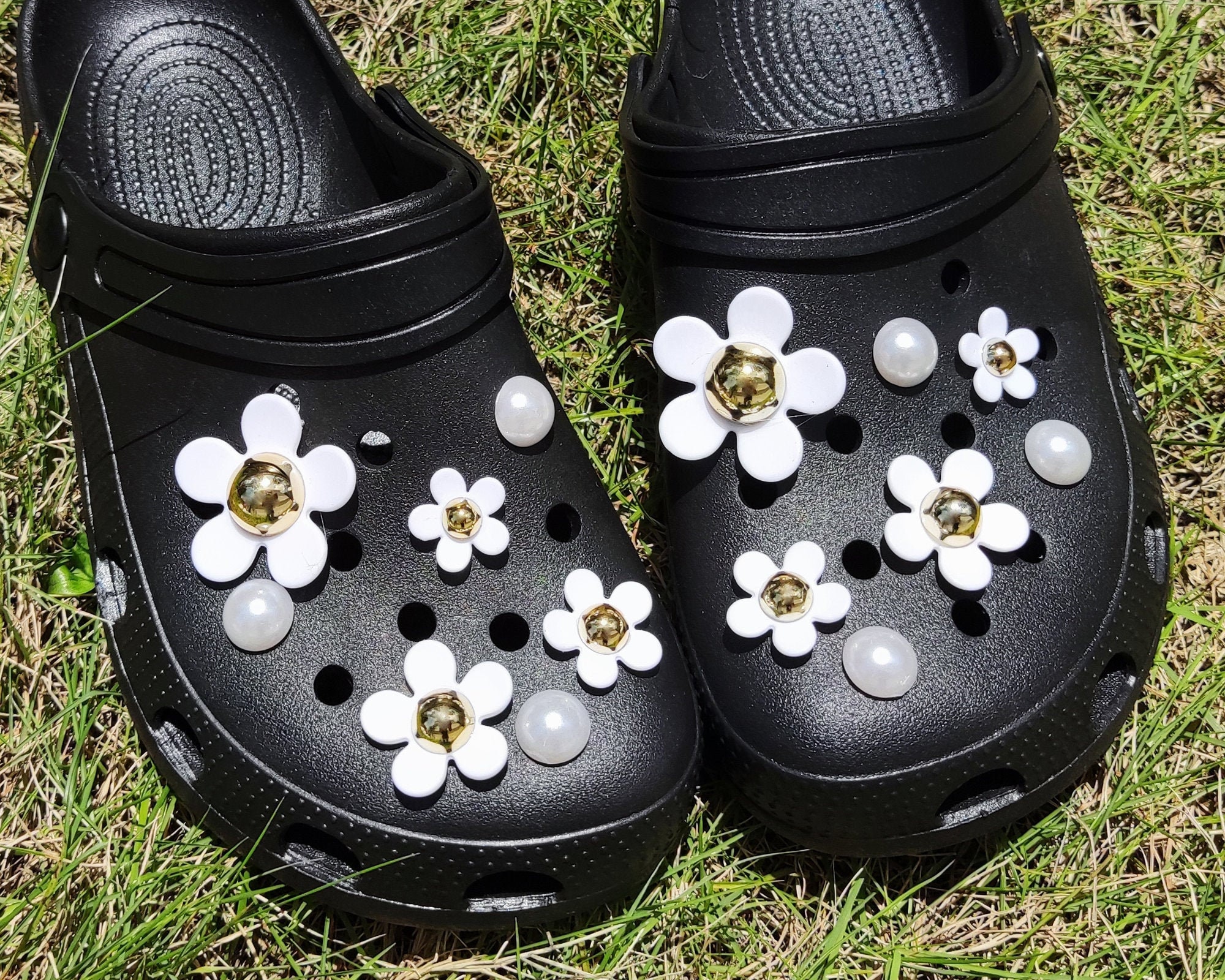 14pcs/set Acrylic Material Perforated Flower & Daisy Bow Shoe