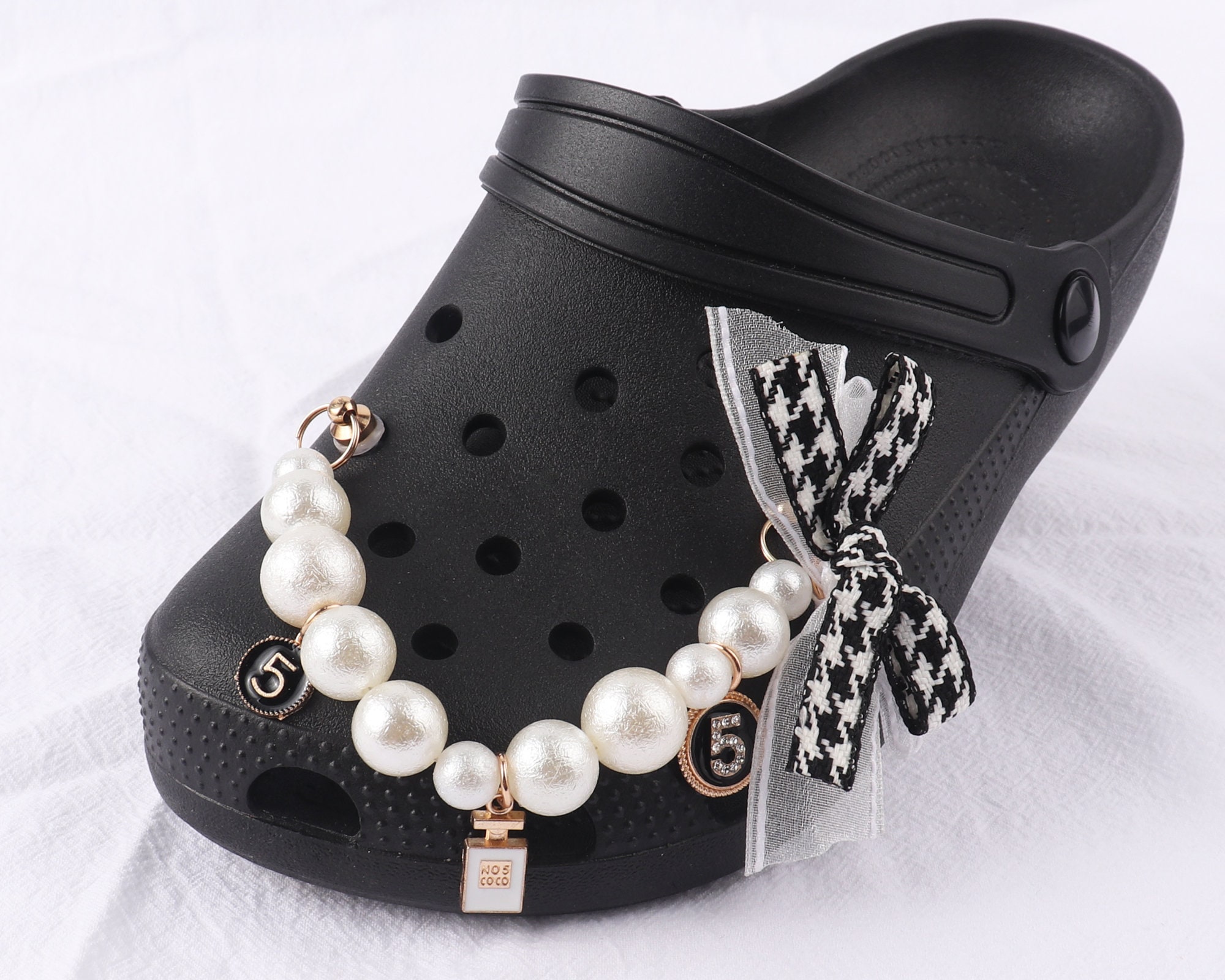 White Pearl Designer Crocs Chain Charms Or Similar Shoe. Shoe Chain Charm