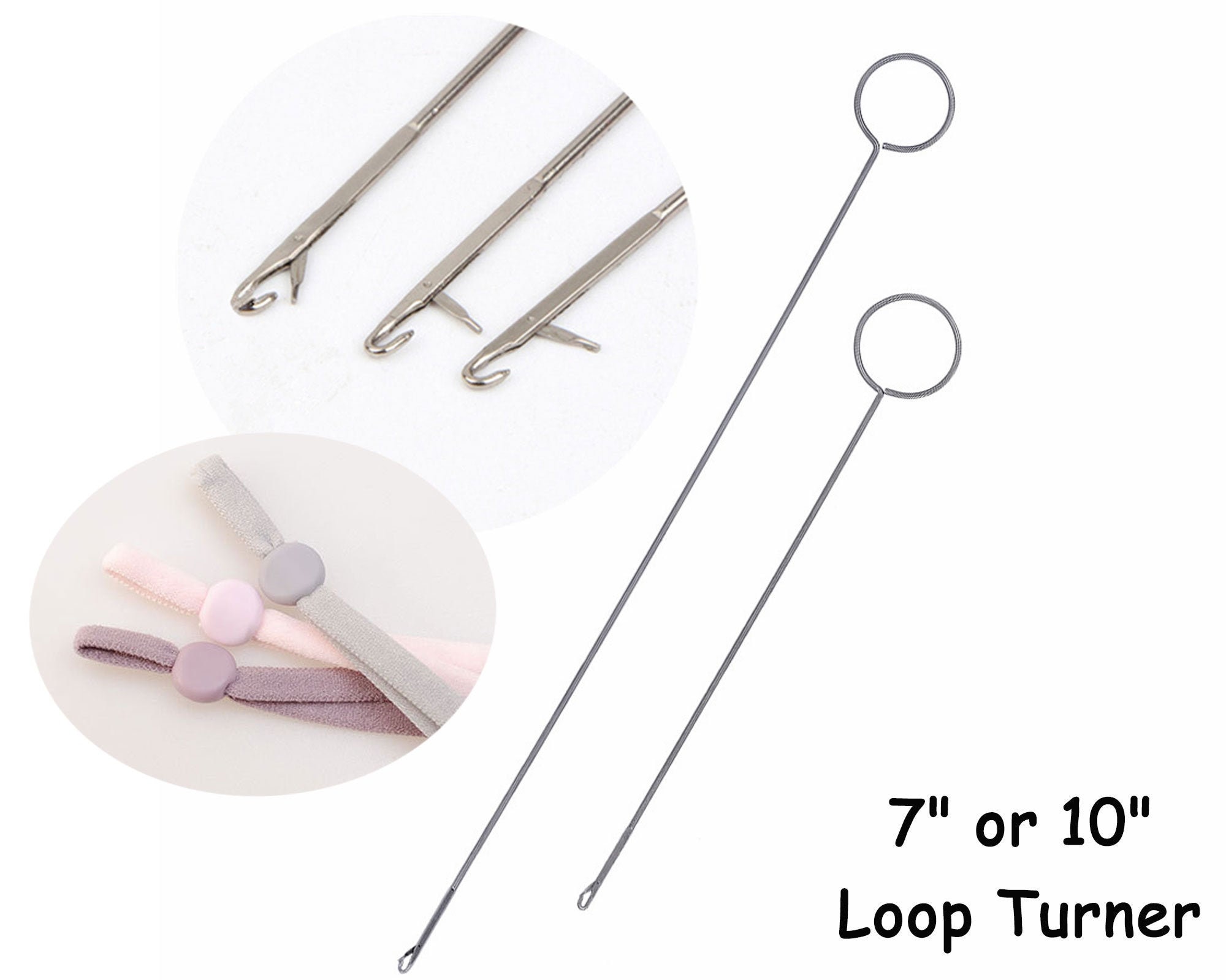 Sewing Loop Turner Hook Long Loop Turner Tool With Latch For Fabric Belts  Strips Diy Knitting Accessories(10pcs)