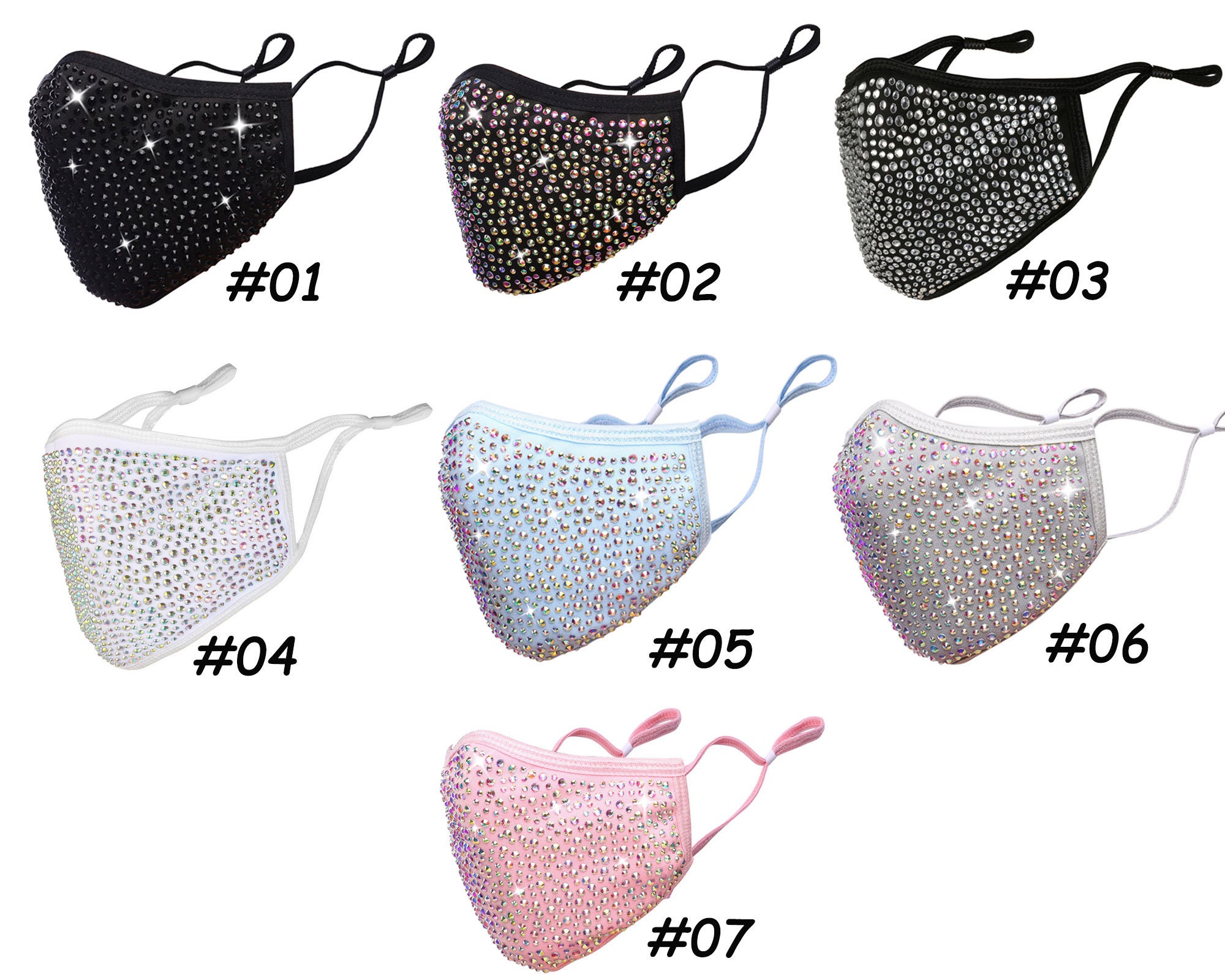 Bling Face Mask With Filter PocketParty Glitter Rhinestone Etsy