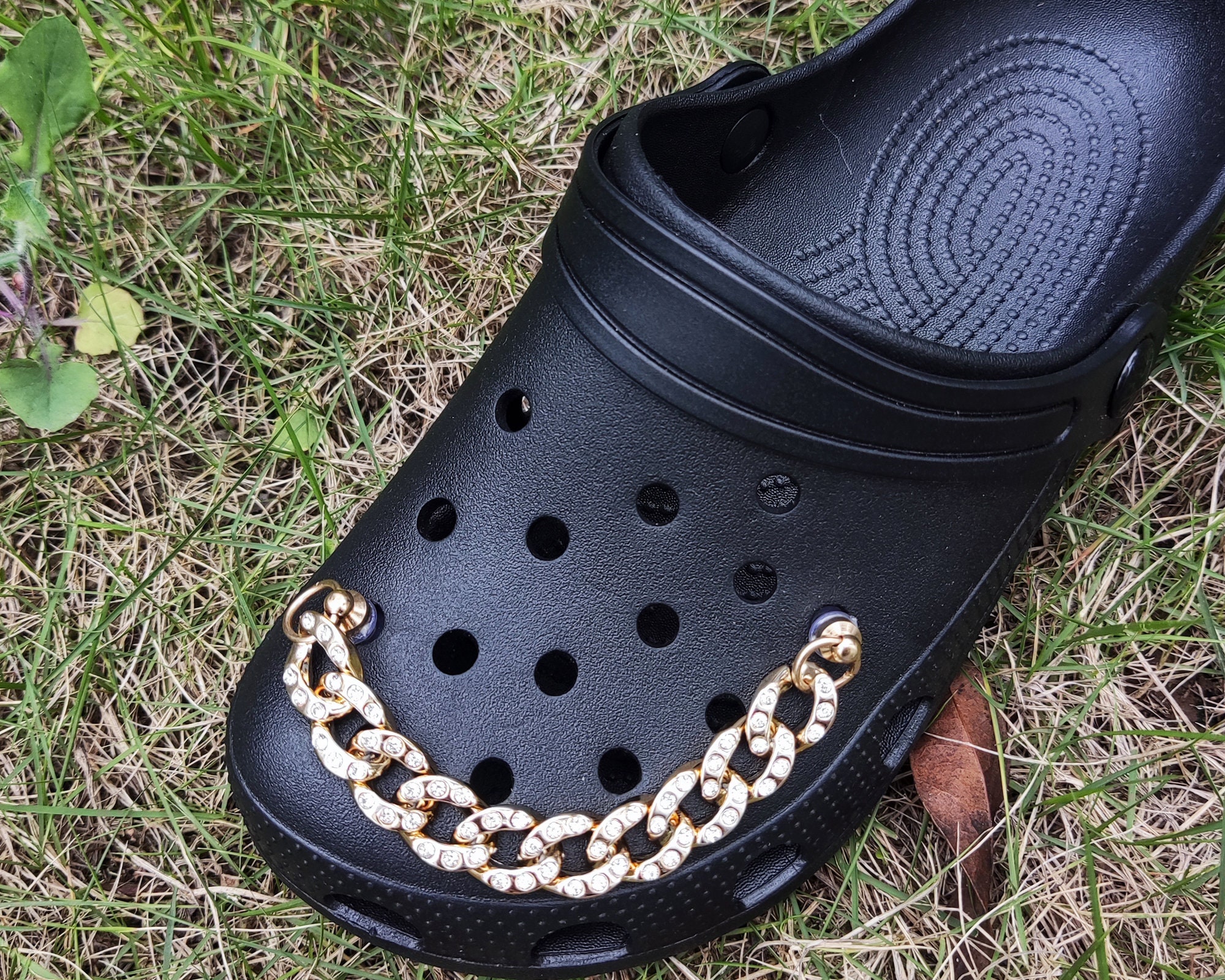 platform crocs with chain