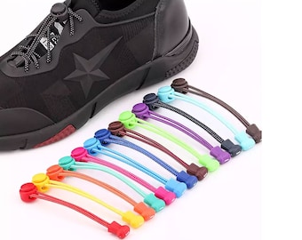 1 paire de lacets paresseux avec serrure en plastique, couleur de bonbon sans lacet de chaussure, lacets de chaussure élastique extensibles de 1 M de longueur pour enfants adultes chaussures de course