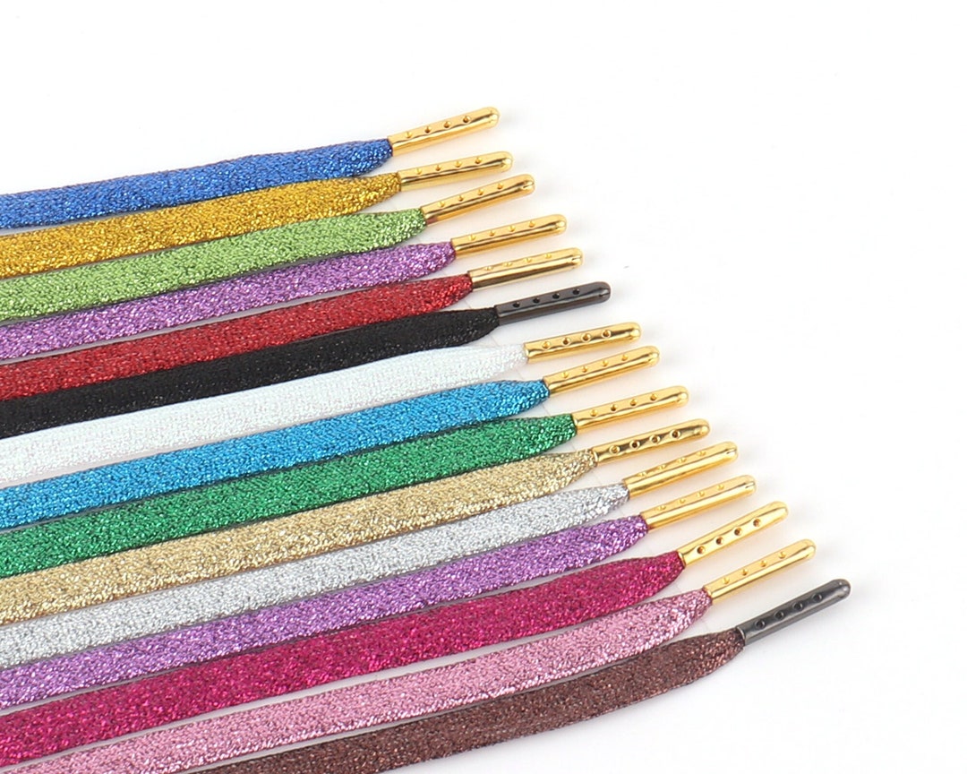 Flat Glitter Shoe Laces With Metal Aglets,replacement Sparkle Laces