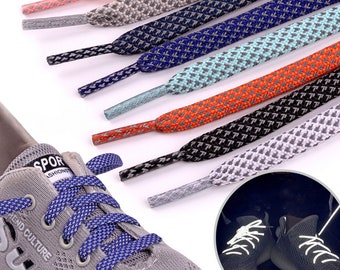 Cordones reflectantes 3M, planos, holográficos y reflectantes, de alta calidad, para zapatillas deportivas informales, color negro y blanco.