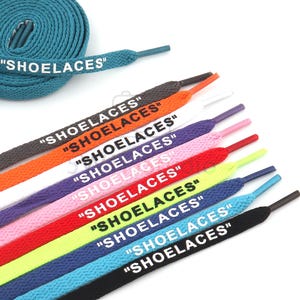 Flat Shoelaces,80CM-180CM Length Replacement Sport Shoe Laces,Printed Text "SHOELACES" Sneaker Laces For Shoe Accessory-28 Colors