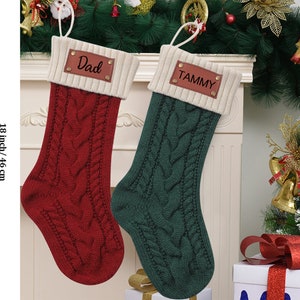 Personalized Christmas Stockings,Leather Knitted Christmas Stockings For Holiday Decoration,Custom Name Christmas Gift For Family