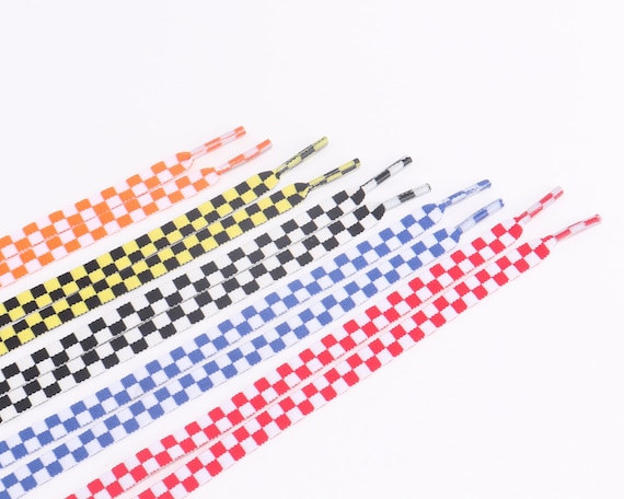 Lacets tresses plats lacets en damier de 8 mm de largeur