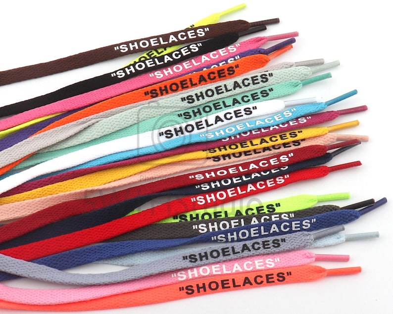 Flat Shoelaces,80CM-180CM Length Replacement Sport Shoe Laces,Printed Text "SHOELACES" Sneaker Laces For Shoe Accessory-28 Colors image 2