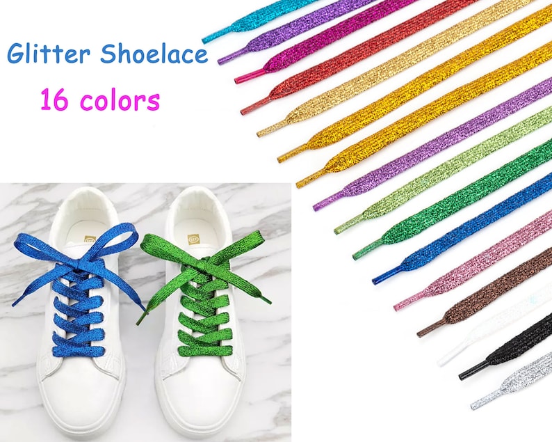 Glitter Shoelaces1 Pair Flat Shoe Laces Casual Sport Running Etsy