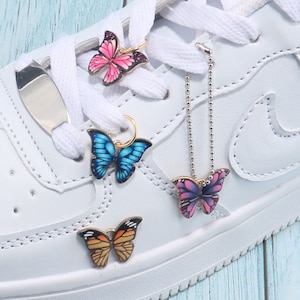 Butterfly Shoelaces Charms,Metal Colorful Lace Tag,Cute Shoelace Pendant,AF1 Laces Decoration,Shoelace Chain For DIY Shoe/Necklace/Keychain