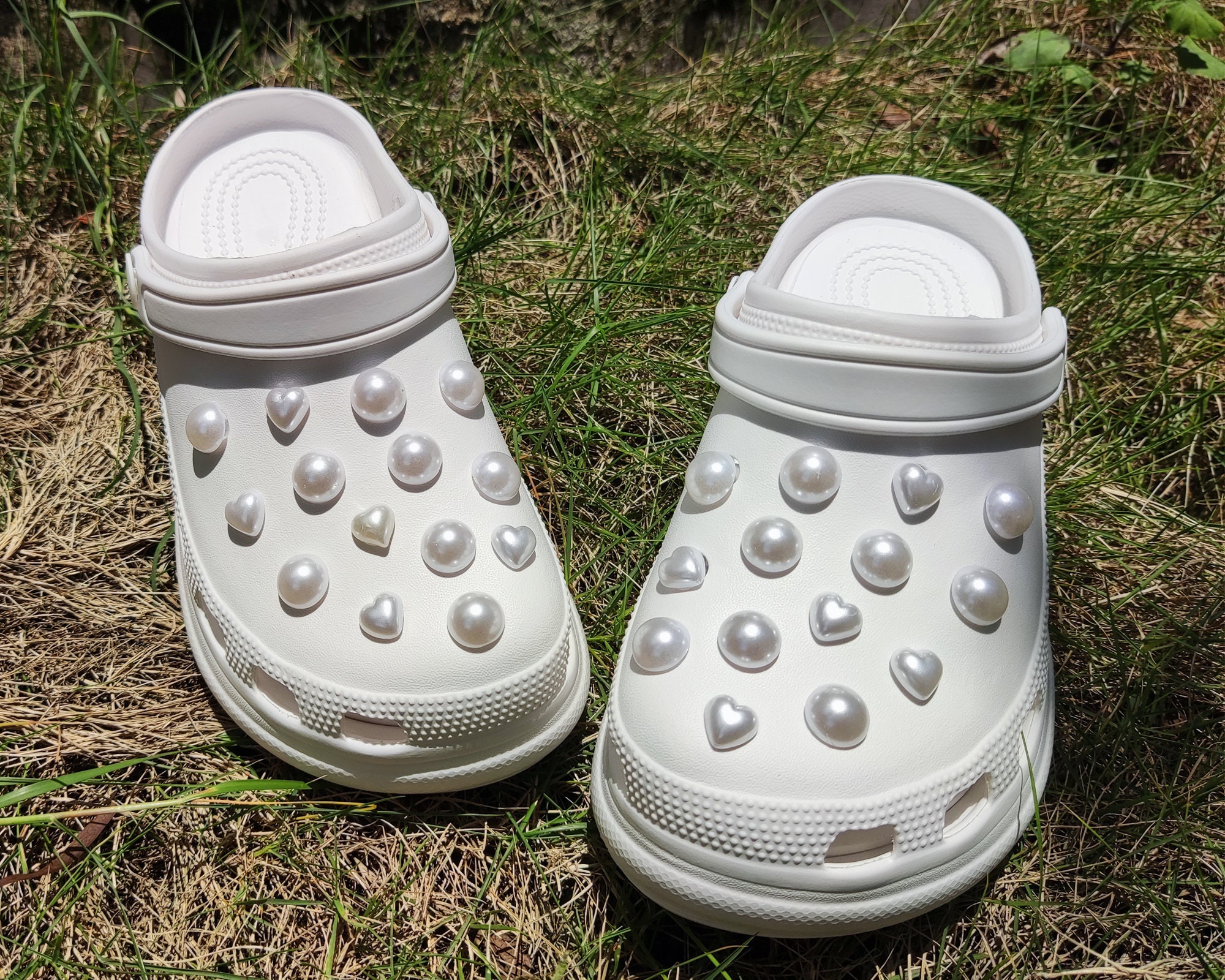 Pearls Croc Shoe Charms Set of 14 PcsFashion Heart Pearl Shoe Etsy