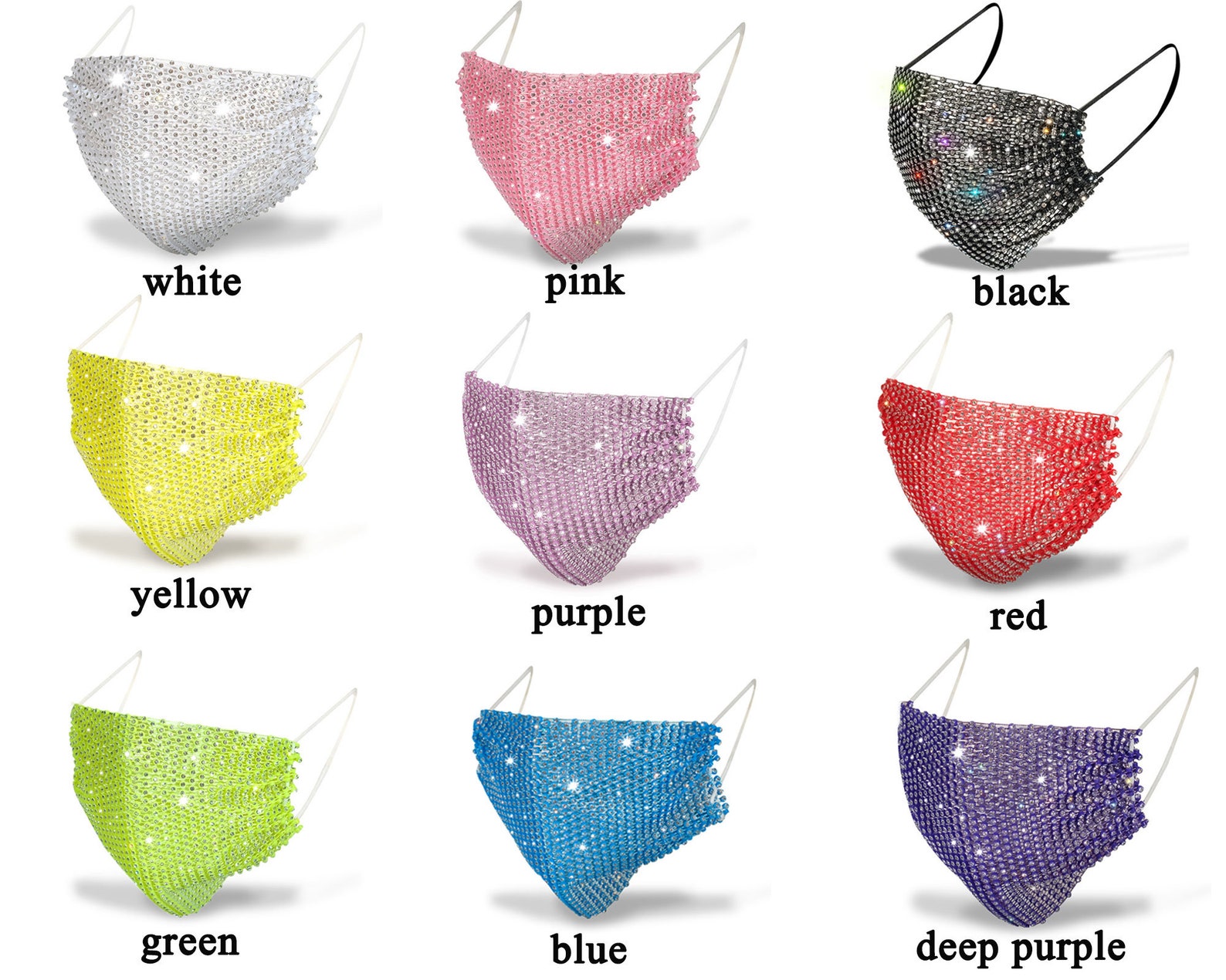 Rhinestone Face Masksadult Sparkly Face Mask Covercrystal Etsy