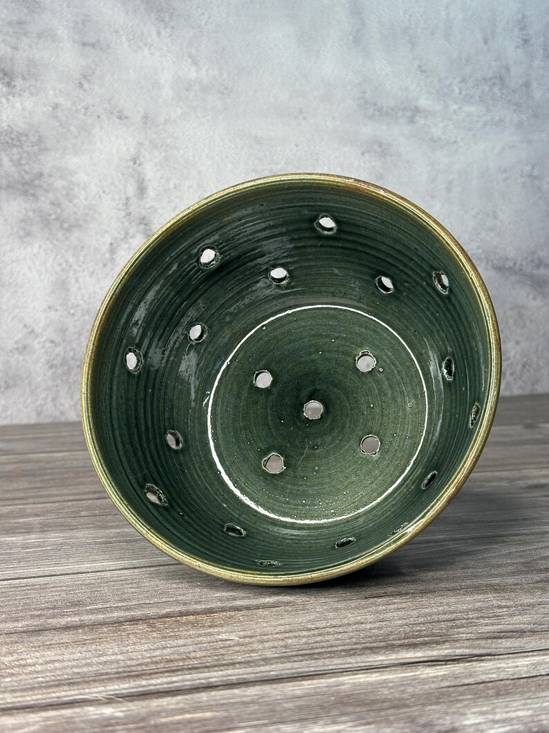 Handmade Ceramic Berry Bowl: Small Pottery Colander, Kitchen Strainer