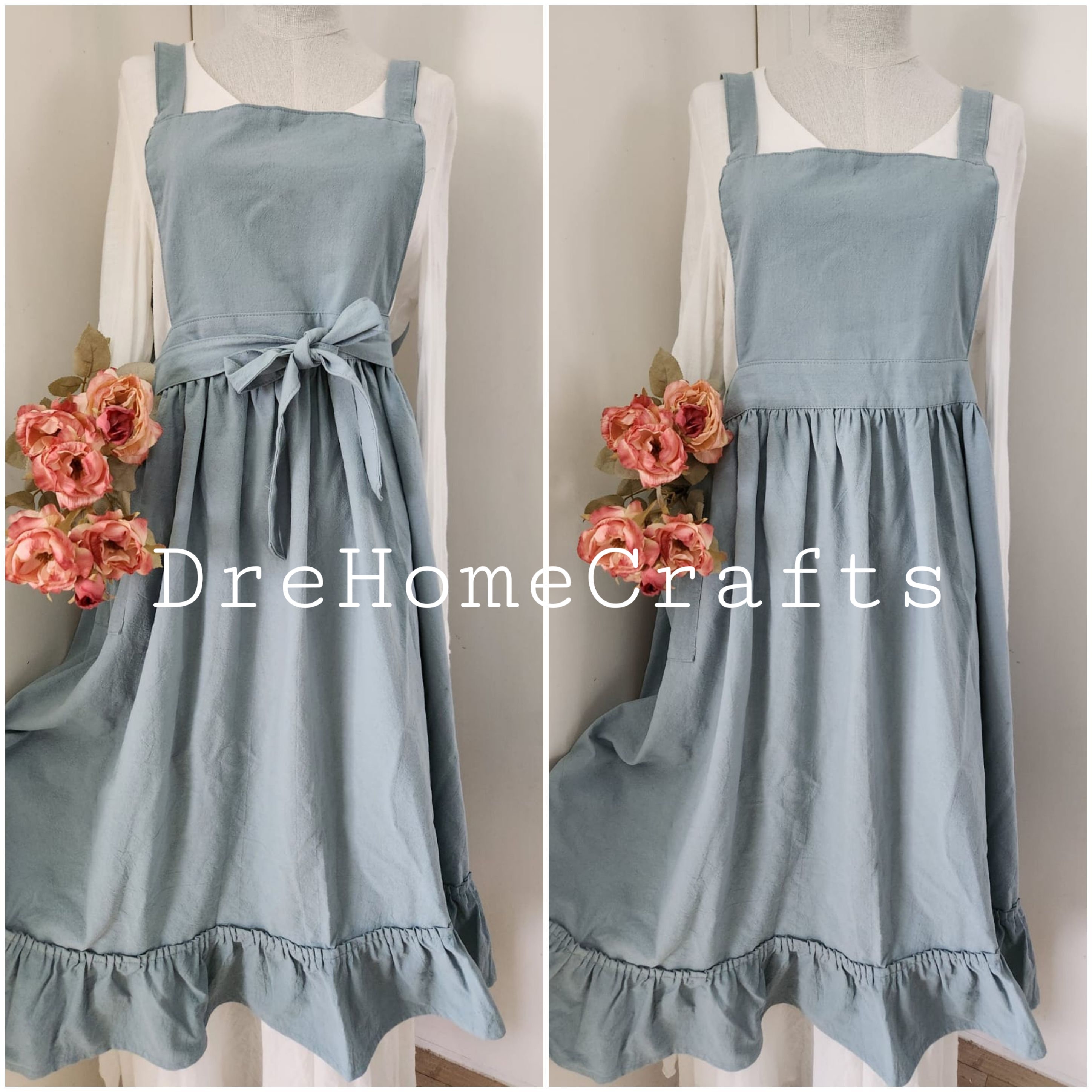 aprons for women with pocket , pinafore aprons for women retro , green , medieval, kitchen dress , apron dress , ruffles , her gift, pink