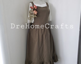 Delantales de jardín para mujer con bolsillo, talla grande, holgados, estilo retro, verdes y morados, para cocina.