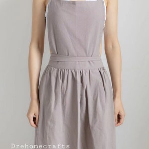 Schürze Frauen niedlich , Schürzen Frauen mit Taschen, Schürze Frauen retro , Küchenschürze Kleid , verstellbar , crossback , leicht Light Gray