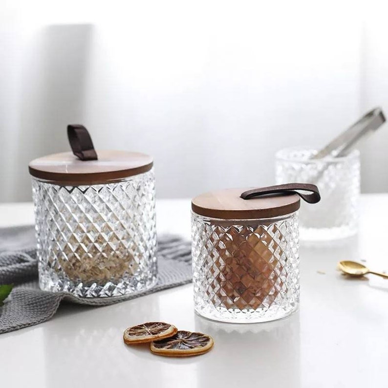 Glass Jars With Wood Lids Glass Jars With Lids Glass Jar Etsy