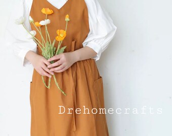 apron for women cute , aprons for women with pockets, pinafore apron for women retro , crossback , waterproof , kitchen dress , apron dress