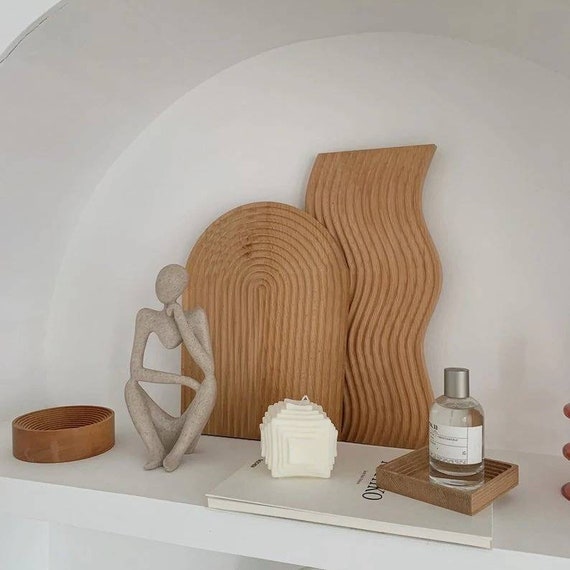 Unpolished Wood Plate Arched Wall Decor Aesthetic Room Etsy