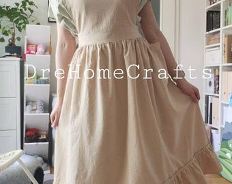Delantales de cocina con bolsillos, delantal de jardín para mujer, medio delantal con bolsillos, delantal estilo pichi para mujer estilo retro, estilo vintage