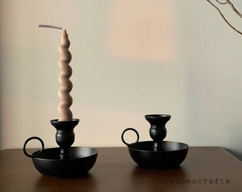 candlestick holders vintage style , with handle , metal , candle holder , black , candle holder , centerpiece , candle holder , with bowl