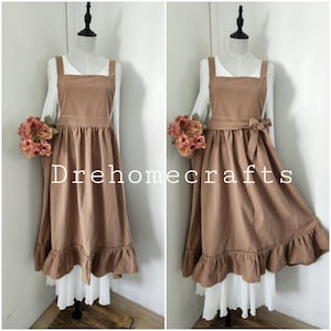 Schürzen für Frauen mit Tasche, Schürzenschürzen für Frauen Retro, grün, mittelalterlich, Küchenkleid, Schürzenkleid, Rüschen, ihr Geschenk, rosa Caramel