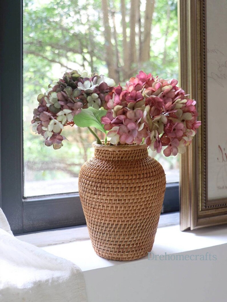 Rattan Vase Basket Tray Woven Vase Nordic Vase Etsy