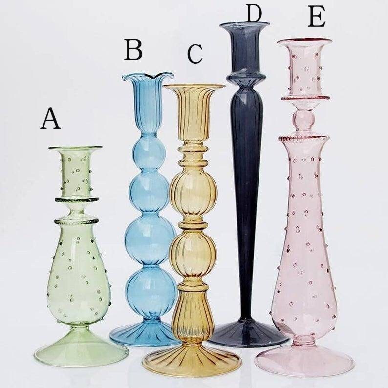 candle holder glass vintage ,  cylinder , candle holder centerpiece ,…