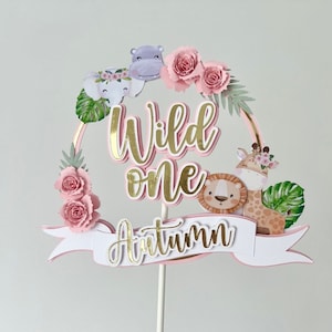 Wild One Cake Topper, 3D Safari Animals, First Birthday