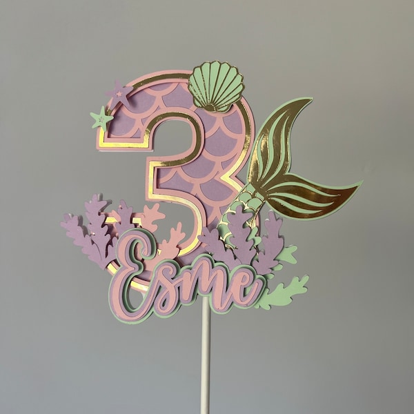 Mermaid Cake Topper 3D, Mermaid Tail, Birthday Celebration Party, Mermaid Theme