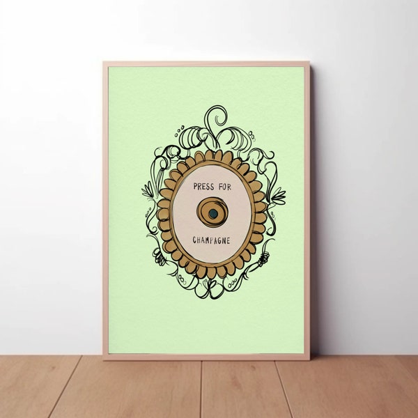 Press for Champagne Button | Digital Print | Mint