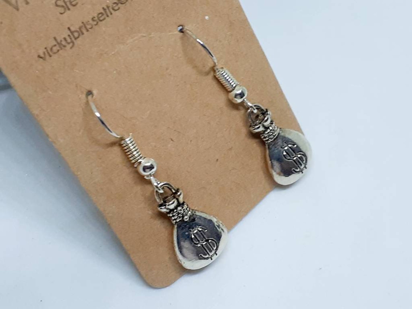 Earrings/Pendant earrings/Money bag earrings/Accountant Etsy