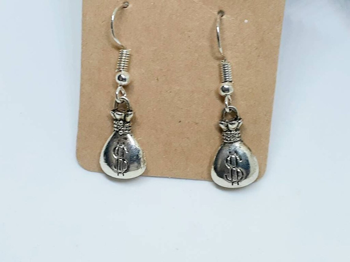 Earrings/Pendant earrings/Money bag earrings/Accountant Etsy