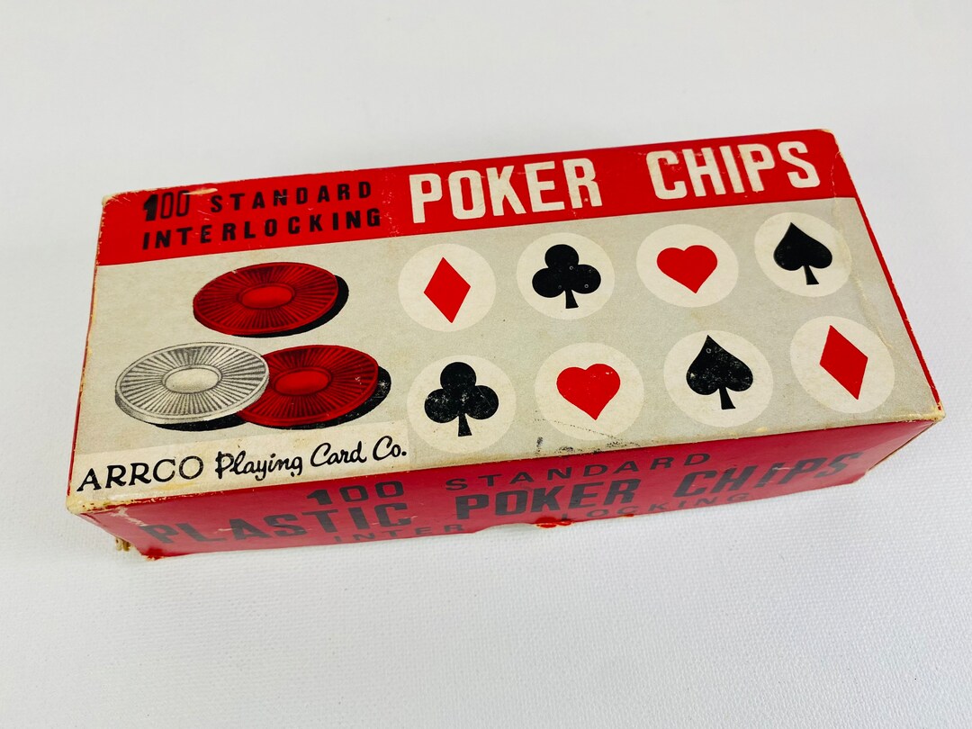 Poker Chips Made by ARRCO Playing Card Co. Retro Box for Display All