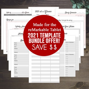 2021 reMarkable Template Bundle