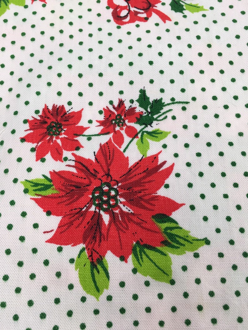 Vintage Christmas Tablecloth Fabric Throw Pillow