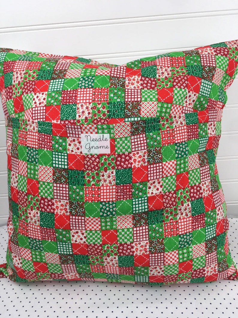 Vintage Christmas Tablecloth Fabric Throw Pillow