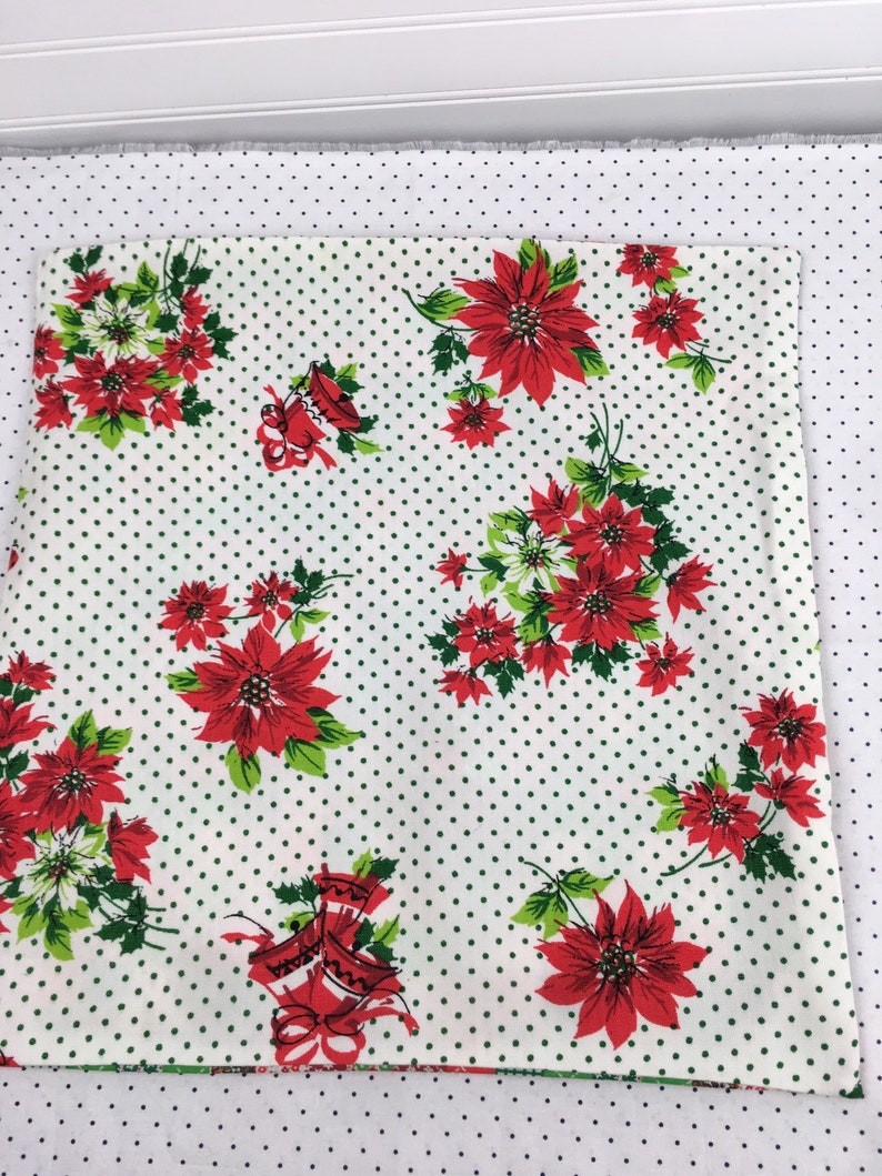 Vintage Christmas Tablecloth Fabric Throw Pillow