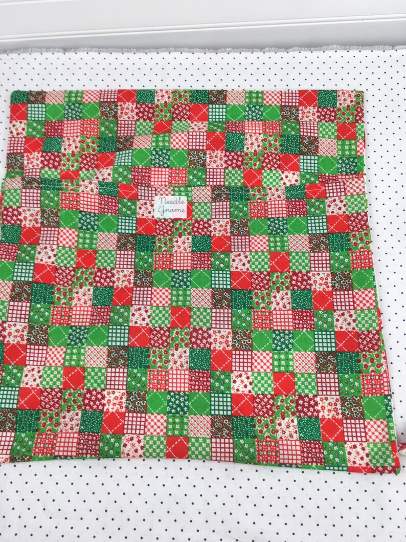 Vintage Christmas Tablecloth Fabric Throw Pillow