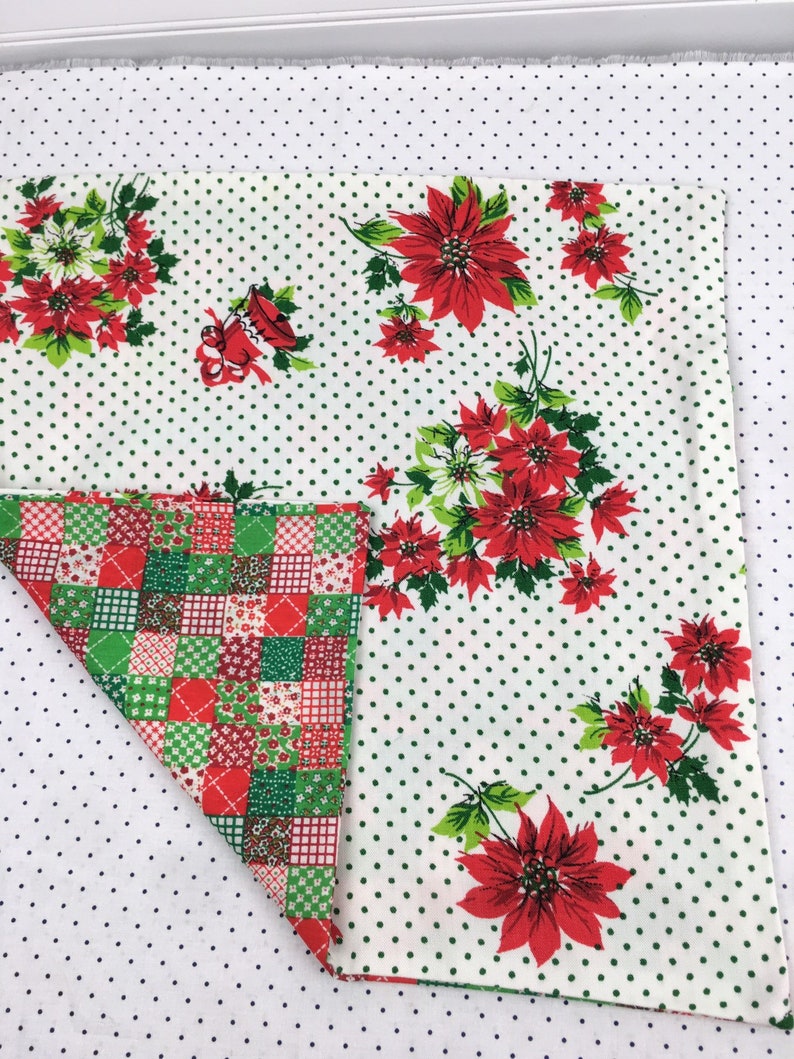 Vintage Christmas Tablecloth Fabric Throw Pillow