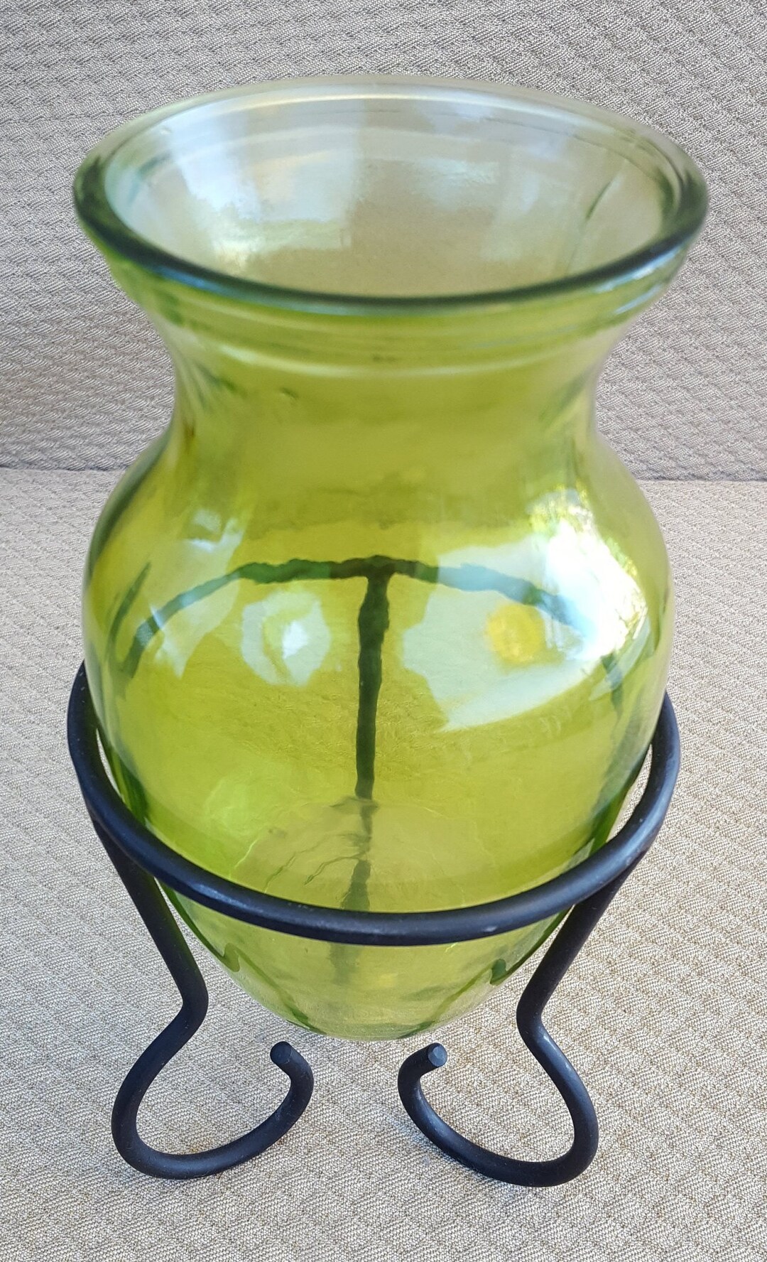Glass Flower Vase With Custom Made Metal Base Etsy