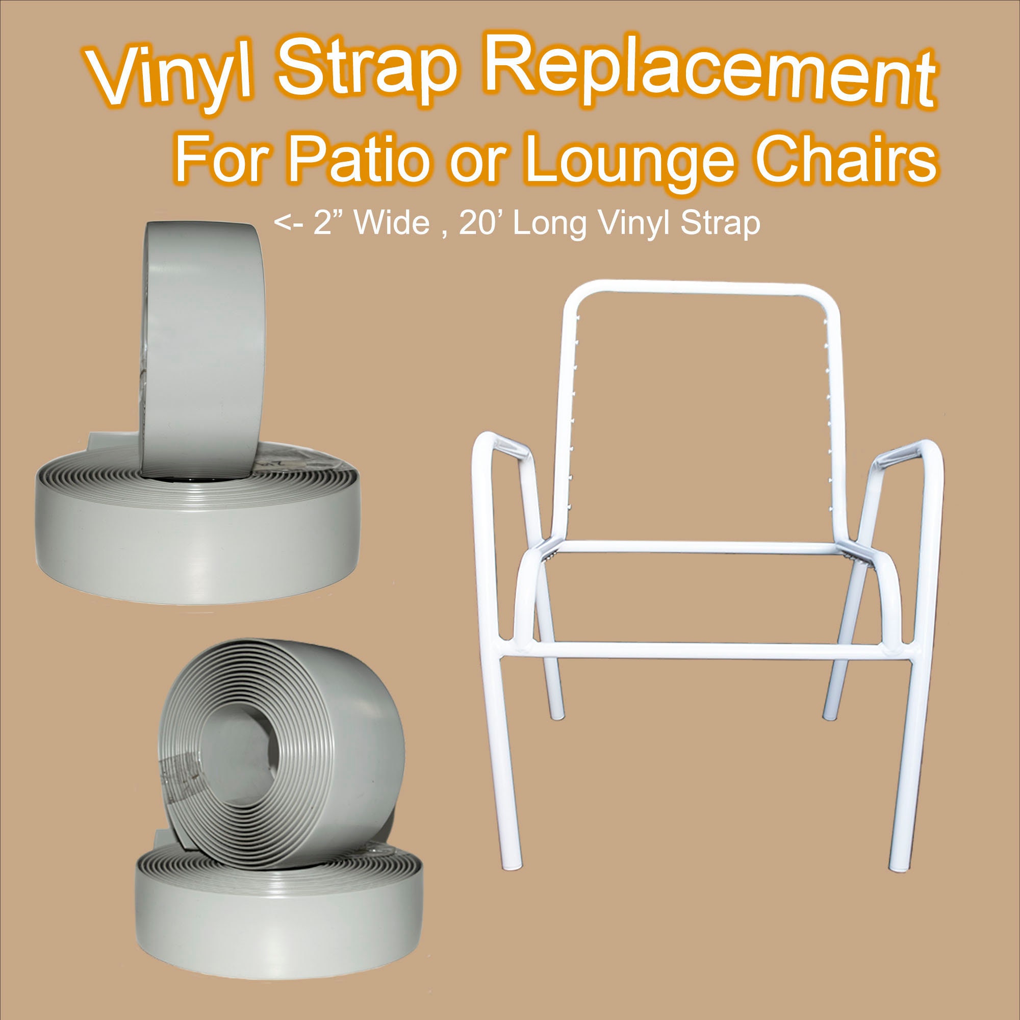 20' 2 Vinyl Chair Strapping for Patio Grey Matte Etsy